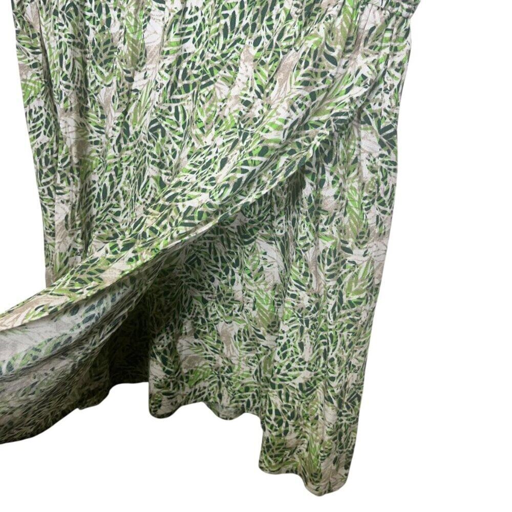 CAbi Dress Green Women's Size M Faux Wrap Elastic Waist Long Sleeve Green Tropic - Picture 7 of 12